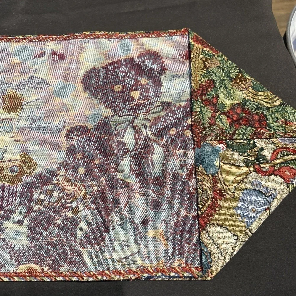 Violet Linen‎ Christmas Tapestry Teddy Bear Table Festive Runner Holiday 68x12